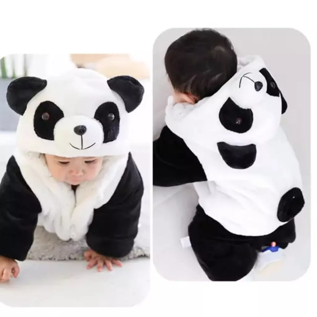 Baby Winter Jumpsuit With Hood Warm Romper Outfit - Panda Dress - Image 1