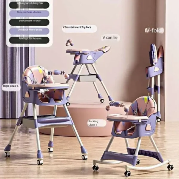 Multifunctional Portable Rocking High Chair - Baby Pink