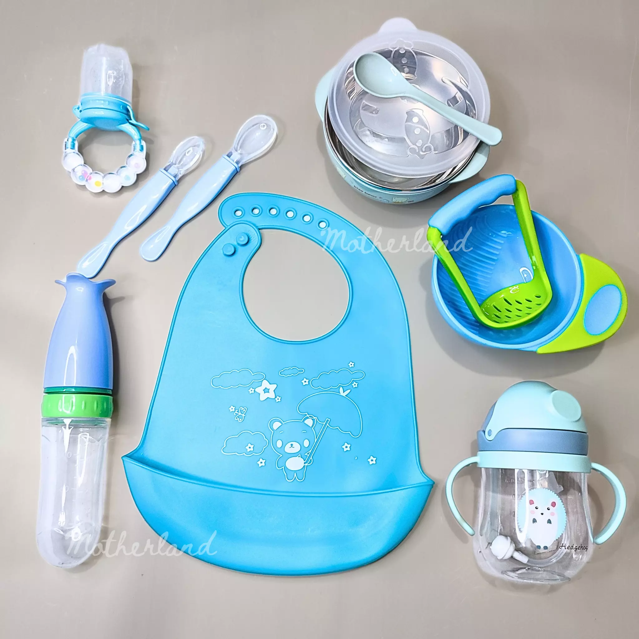 Motherland Customized Feeding Set Package – 7 pcs (Blue) - Image 1