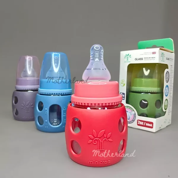 Minitree Regular Neck Glass Feeding Bottle With Handle 0m+ 60ml