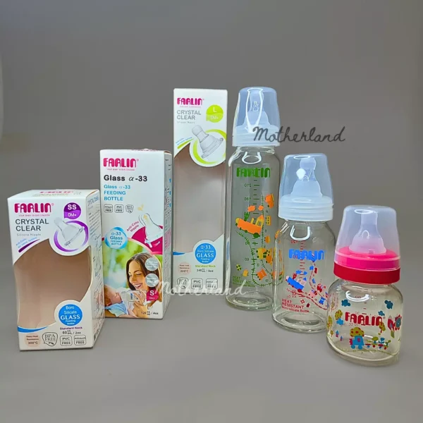 Farlin Heat Resistant Glass Feeding Bottle, MomFit, Anti-Colic Design