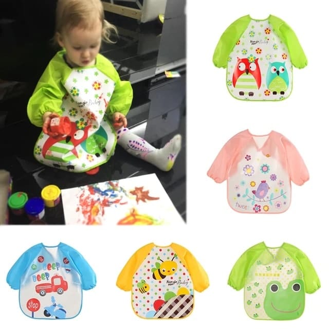 Waterproof Full Sleeve Apron Baby Dining Bibs - Image 1
