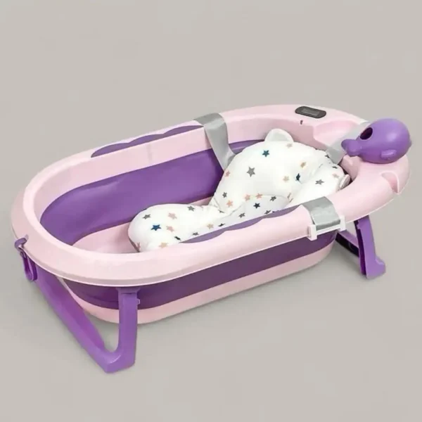 Multifunctional Folding Baby Bathtub with Pillow & Thermometer