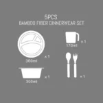 Bamboo Fibre Cartoon Baby Feeding Set - 5Pcs - Image 2