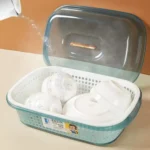 Accessories Storage Box with Lid & Drain Rack Double Layer- China - Image 2