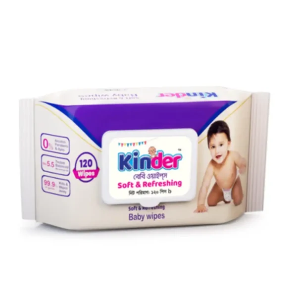 Kinder Baby Wet Wipes Soft & Refreshing - 120 pcs
