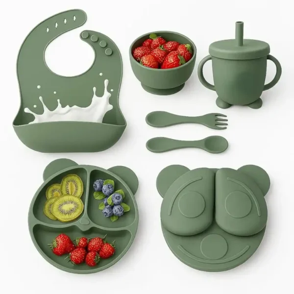Full Silicone Baby Feeding Set 6 pcs with Gift Box - China