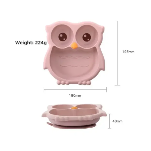 Premium Silicone Owl Motif Feeding Plate Set (Plate, Spoon & Fork) - China