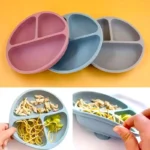 Silicone Feeding Plate with Lid & Spoon - 4 pcs