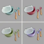 Premium Silicone Feeding Spoon Bowl Set (Bowl, Lid, Spoon & Fork) 4 pcs - China