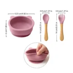 Premium Silicone Feeding Spoon Bowl Set (Bowl, Lid, Spoon & Fork) 4 pcs - China - Image 2