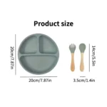 Silicone Feeding Plate with Lid & Spoon - 4 pcs - Image 3