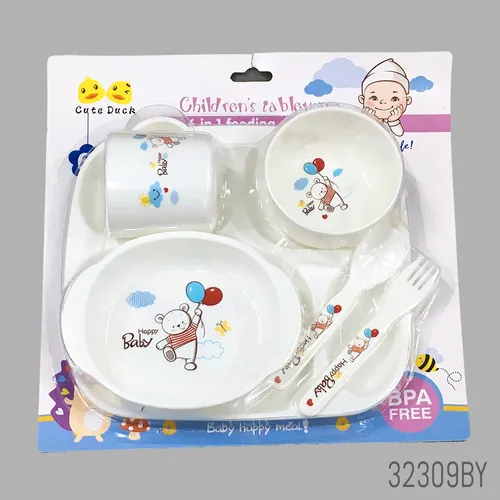 Cute Duck Happy Baby Tableware Feeding set- 6pcs - Image 1