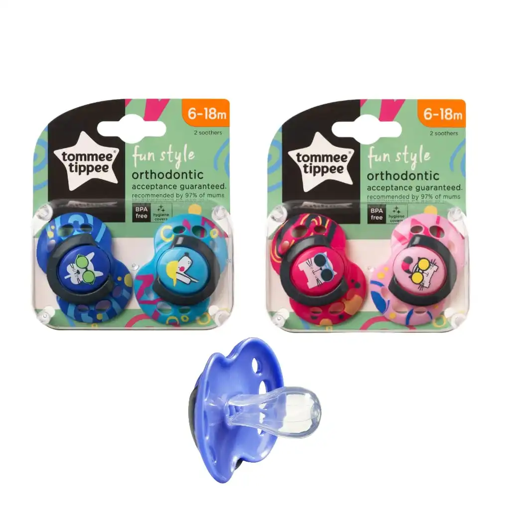 Tommee Tippee Fun Style Orthodontic Soothers 6-18m - 2 pcs Tommee Tippee Fun Style Orthodontic Soothers 6-18m - 2 pcs - Image 1