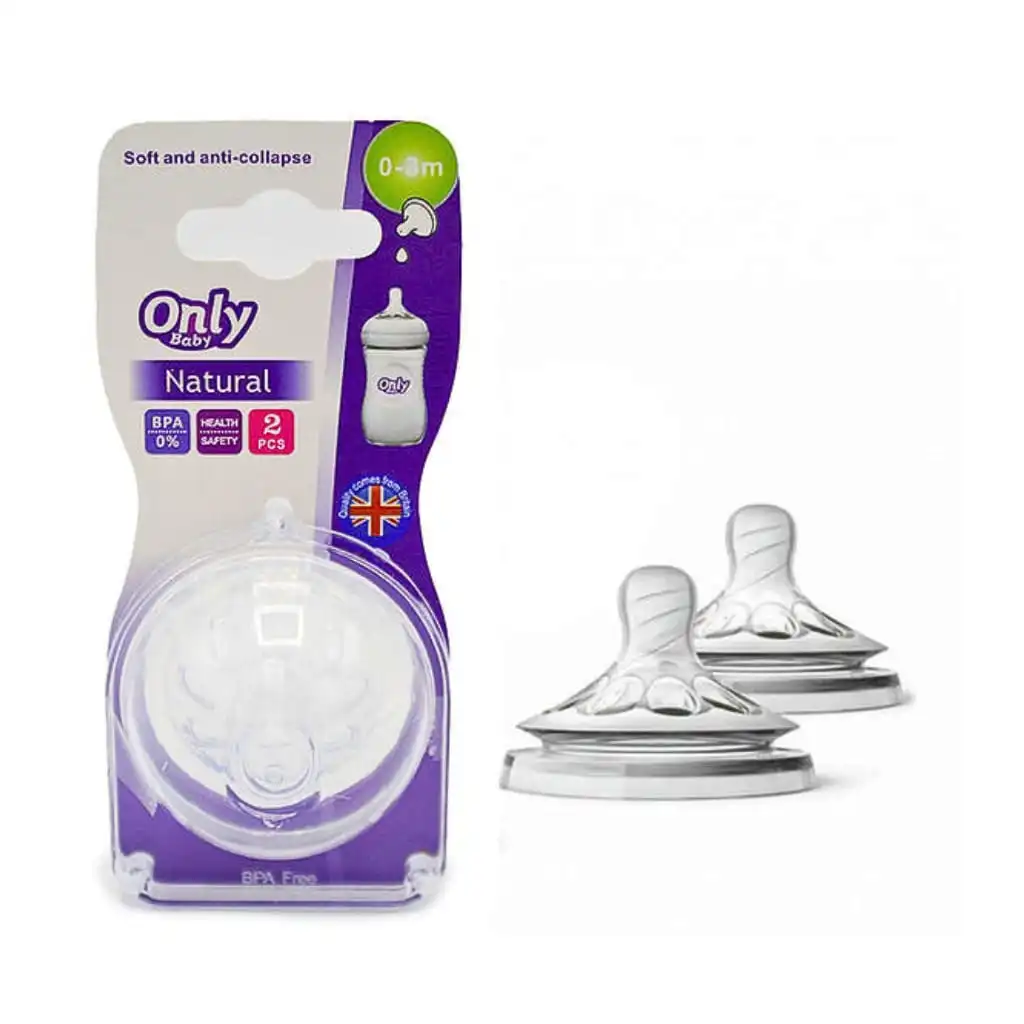 Only Baby Natural Wide Neck Nipple 0-3 Month - 2pcs Only Baby Natural Wide Neck Nipple 0-3 Month - 2pcs - Image 1