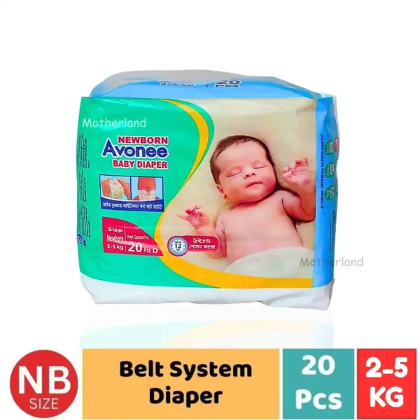 Avonee New Born Belt System Baby Diaper NB (2-5kg) - 20 Pcs